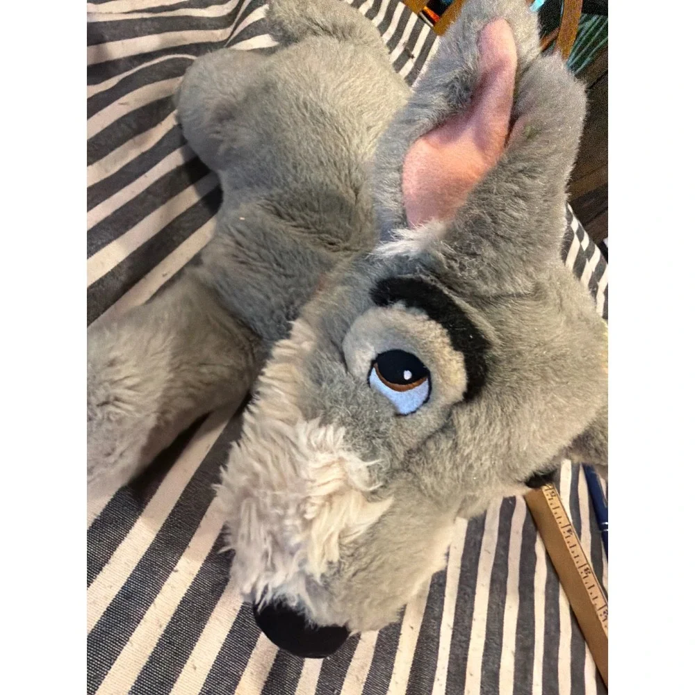 Disney Lady and the Tramp Tramp Plush Stuffed Animal Grey Dog Vintage 15 inch